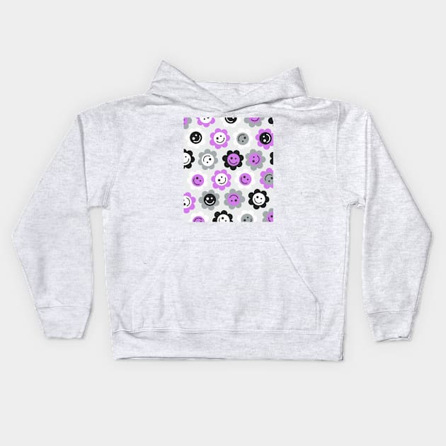 Asexual Flower Faces Kids Hoodie by gray-cat